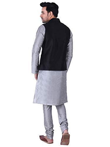 Image of Sadree Silk Men's Kurta Pajama Waistcoat or Nehru Jacket Set
