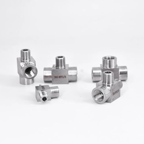 Conector en T de 1/2" NPT hembra en acero inoxidable 304 de 3 vías 3