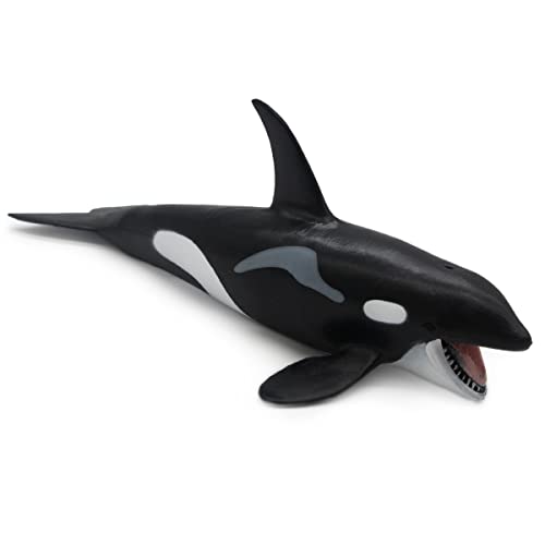 Image of SmilerSmile 7.8 inch Orca Figurine Plastic Sea Creature Toy | Solid PVC Action Figure, Simulation Sea Animals, Educational Ocean Animal Model, Non-toxic Safe Bath Toy