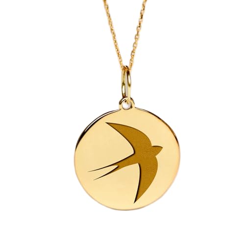 Collier hirondelle argent 925 chaîne 45 cm et pendentif oiseau délicat plaqué or