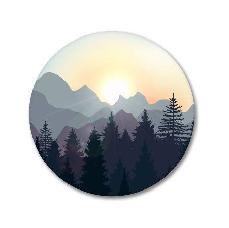 Sunrise in The Mountains Forest Vinyl Sticker - Car Phone Helmet Bumper Sticker Decal
