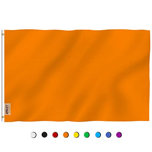 ANLEY Fly Breeze Bandera naranja sólida de 3x5 pies - Color vivo y resistente a la decoloración - Cabecera de lona y doble costura - Banderas naranjas lisas Poliéster con ojales de latón 3 x 5 pies