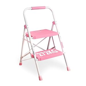 Bontec TZ02-PINK Klappbare Trittleiter 2 Stufen
