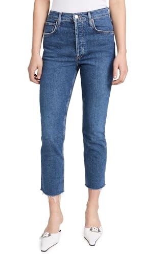 AGOLDE Women's Riley High Rise Straight Crop Jeans, Escape, Blue, 23