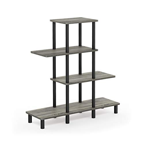 Furinno Turn-N-Tube 4-Tier Design Display Rack, French Oak Grey/Black
