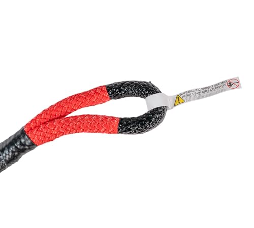 Image of Mytee Products 1-1 /2 inchx30' Kinetic Recovery Rope w /Strap & Tote Bag - 74,000 LBS Red & Black - Heavy Duty Kinetic Energy Tow Rope - Offroad Snatch Strap for Truck, SUV, UTV, ATV, Car, Tractor