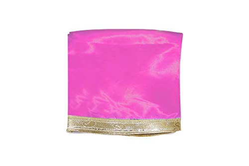 Image of Pooja Mandir Kapda, 1 Meter Green Silk Satin Altar Cloth for God Pooja Table, Goddess Radha /Paravati Chowki Aasan, Temple, Mandir and Puja Ghar
