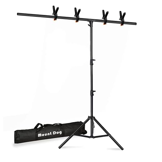 T-Shape Backdrop Stand Kit 6.5x5ft, MOUNTDOG Photo Backdrop Stand Background Backdrop Support System with 4 Spring Clamps & Carrying Bag for Photography Photo Video Studio (Backdrop NOT Included)