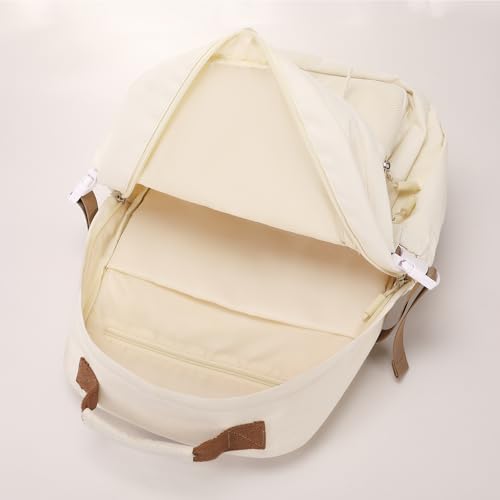 Kids Backpack for Teens Childs Bookbag - College Bookbags Middle School Travel Work Commuter Backpack, Roomy Interior, Durable & Water-Resistant Fabric, Multiple Pockets Kids Bookbags(Beige)3