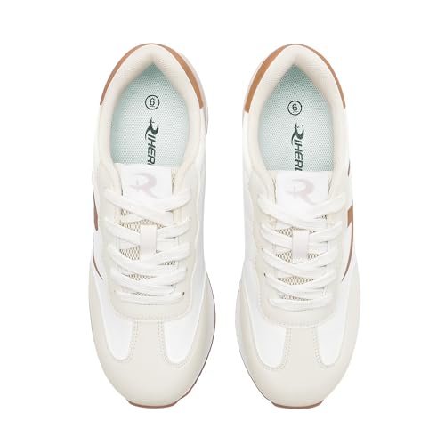 Rihero Women's Platform Sneakers Casual Lace Up Non Slip Tennis Walking Shoes Comfortable Lightweight Chunky Fashion Sneakers4