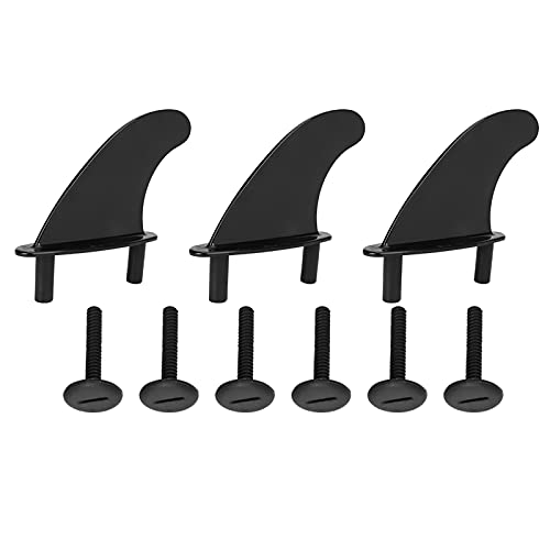 VBESTLIFE Paddle Board FinS, 3Pcs Soft Rudder Surboard Fin Rudder Top Skeg Longboard Surfboard Fin Accessory with 6 Fixing Screws(Black)