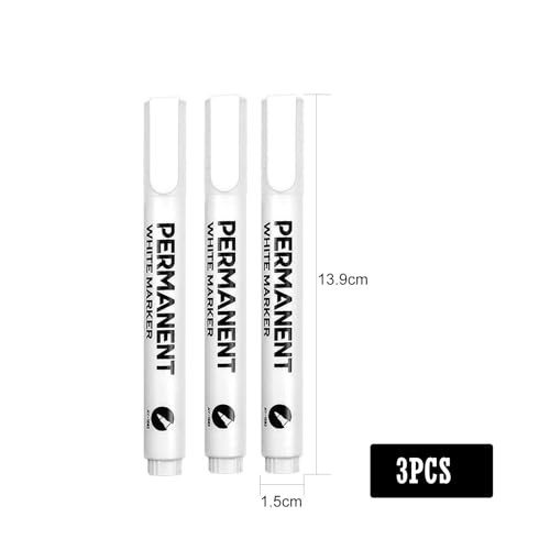 Yatrosynth 3 Stück Marker Weiß Stift, 2,0 mm Fadenbreite, Wasserfeste Weiß Stifte für Stoff, Felsmalerei, Reifen, Kunstpapier