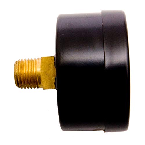 DuraChoice 2" Dial Utility Pressure Gauge, Water Oil Gas, 1/4" NPT Center Back Mount, Black Steel Case, 0-4,000 PSI