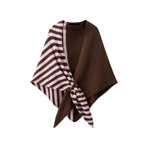 Châle écharpe triangulaire asymétrique à rayures pour femme - Modèle ample et chaud