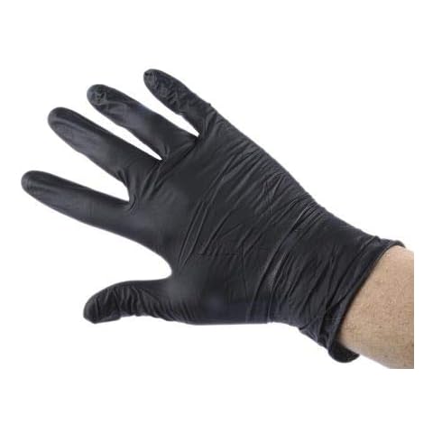 Box of 100 Disposable Black Nitrile Gloves Powder Free in XL. AQL 1.5 Medical Examination Gloves Cover
