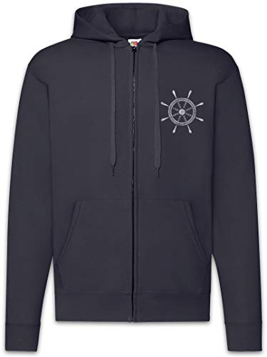 Sweat à capuche zippé pour homme avec motif de gouvernail de style oldschool nautique