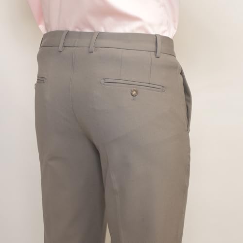 Image of SUBTRACT Men 4 Way Stretch Wrinkle Free Slim Fit Formal Trouser with 2 Inch Flexible Waistband | Men's Trousers for Office Or Party