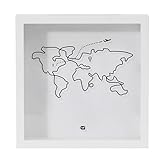 チケット半券収納フレーム、トラベルアドベンチャー アーカイブ シャドーボックス コンサート 旅行 チケット スタブ メモリー トップローディング シャドウ 記念品ボックス ボックス トラベルフレーム 思い出用トラベルボックス (20*20cm,ホワイト - 世界一周)