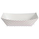 Medium Paper Food Boat (5lb, 50ct) Disposable Red & White Checkered Paper Food Trays Dimensions 9.5' x 7.5' x 1.25' | Made in USA