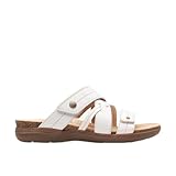 Clarks Collection Women's April Willow Slide Sandal, White Leather, 9 Medium US