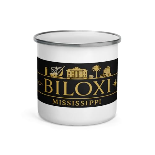 Biloxi Mississippi Enamel Camping Mug - Outdoor Coffee Cup for Campers, Hikers & Road Trippers