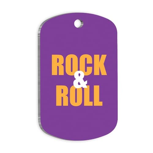 ROCK & ROLL Personalized Dog Tag - Custom Name Tag - ID Tag for Dog & Cat - Customized Pet Tags - Dog Name Tag - Cat Name Tag - Engraved Dog Tag (Heart)