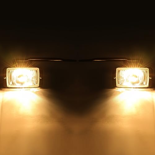 ALMULOO Front Fog Light Pair Compatible with 1988-2000 Chevy C/K1500 2500 3500 Clear Lens Plastic+Glass Halogen Replacement for 16524928 GM2593106 16524927 GM2592106 LH & RH by ALMULOO - Image 7