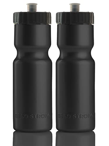 Combo Portabotellas y Botellas para Bicicleta 50 Strong - Pack de 2 Botellas Deportivas de 22 oz con Tapa de Jalado y Portabotellas de Plástico - Negro miniatura 3