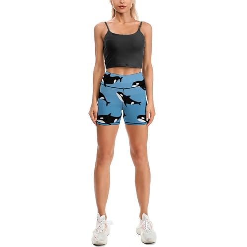 Short de sport pour femme Aosifa taille haute noir pour fitness et yoga