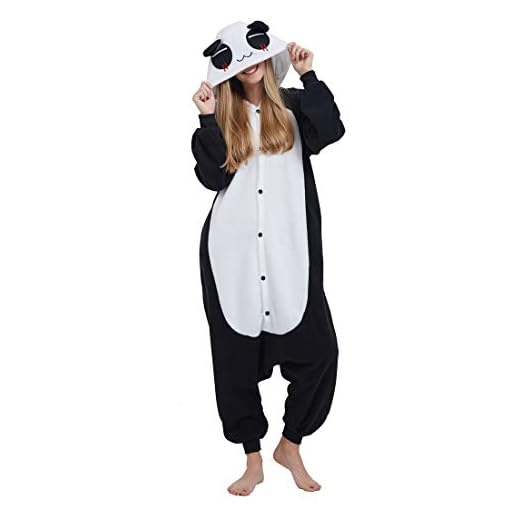 Pijama Onesie Adultos Mujer Cosplay Animal Disfraces Sleepwear Negro + Blanco M
