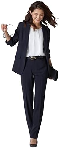 Amazon レディーススーツ Nissen ニッセン 防汚加工すごく伸びるロング丈パンツスーツ ストレッチ総裏地 ニッセン商品 パンツ スーツ 通販