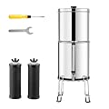 Happybuy Gravity-fed Water Filter System, 2.25G 304 Stainless-Steel Countertop System, Water Filtration System, Reduces Lead and up to 99% of Chlorine, with 2 Carbon Filters