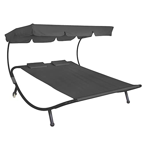 SPRINGOS Sonnenliege Doppelliege mit Dach für 2-Personen Doppel...