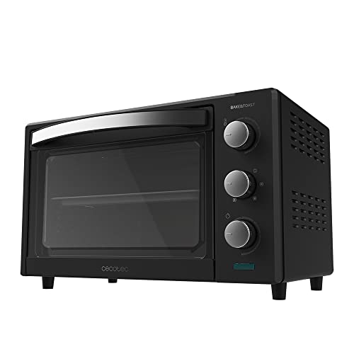 Cecotec Four de table à convection 28 l Bake&Toast 2800 Black. 1600 W, multifonction, 6 modes de chaleur, minuteur, température réglable, porte à double verre, acier laqué