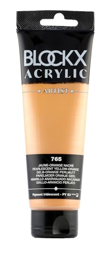Blockx 60765BXC Acrylique Fine Semi-opaque et Satinée - Jaune-orange nacré Pigment iridescent/PY 83 - 120ml