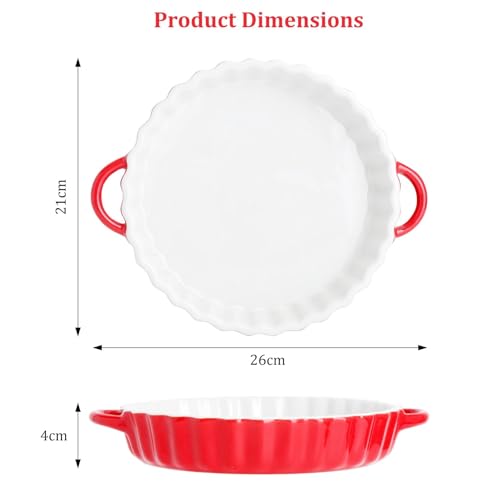 Ceramic Quiche Dish Pie Dish for Baking, Crinkle Rim, for The Oven Tart Quiche Pans for Cooking, and Fruit Pies with Small Spoon 26 * 21 * 4cm - Image 3