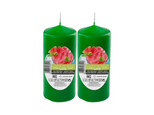 Panda Home Vela Taco Perfumada Antitabaco, 46 Horas de Duración, Velas Aromáticas Antitabaco 140g – -11X4.7CM-2 Unidades-Sobrete Sandia