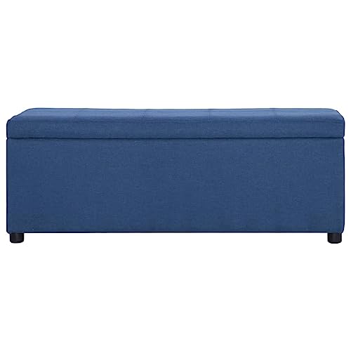 Banc avec compartiment de rangement en polyester rembourré bleu de finition supérieure - 2