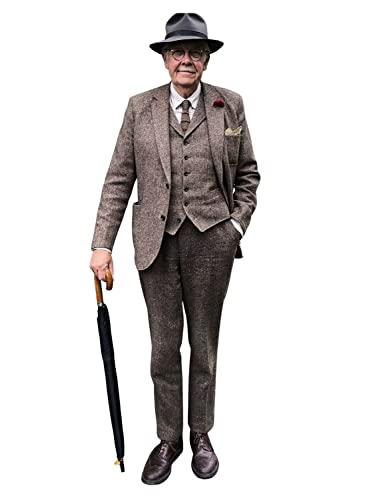 Costume en tweed homme style smoking chic pour mariage avec veste à deux boutons