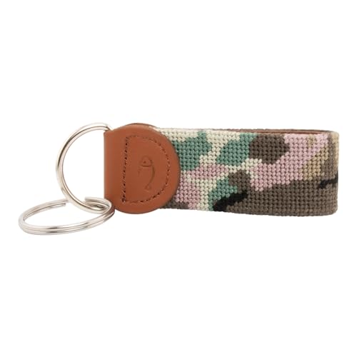 Image of Leather Hand-Stitched Needlepoint Key Fob or Key Chain