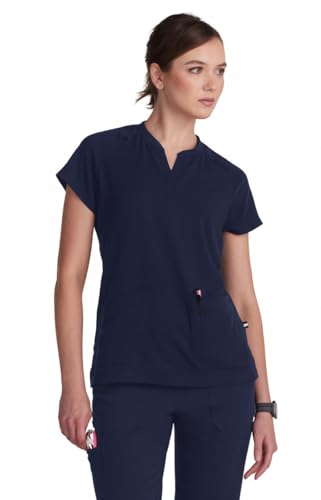 KOI Next Gen We Have Heart Women's 3-Pocket Scrub Top Navy XX-Large