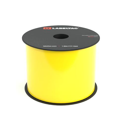 LabelTac High Performance Weatherproof 10-Year Vinyl Label Supply, Industrial Label Tape for LabelTac 4 & Pro X Printers, Durable Facility & Warehouse Label Material - Yellow, 3.5