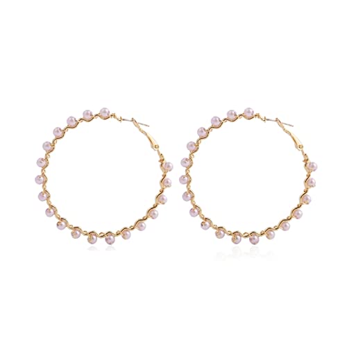 Boucles d'oreilles perles simulées haut de gamme anneaux mode mariage