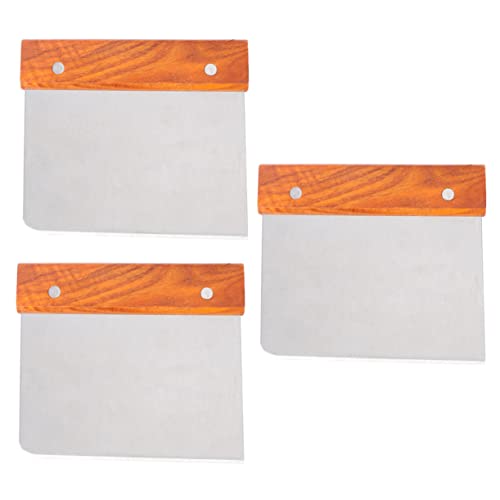 Cabilock 3pcs Dough Scrapers Baking Gadgets Pastry Wheel Cutter Bench Scraper Stainless Steel for Baking