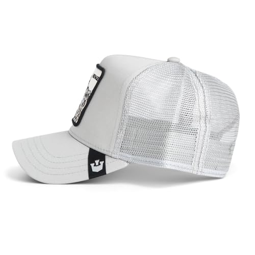 Image of Goorin Bros. The Farm Unisex Original Adjustable Snapback Trucker Hat, Grey (The Menace Snow Leopard), One Size