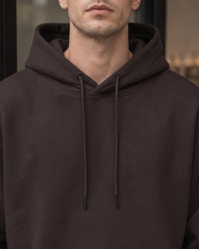 Image of NOBERO Oversized Solid Hooded Sweatshirt for Men | Oversized Hoodie for Men | Hooded Pullover | Cotton Rich Printed Hoodie 280 GSM Fleece