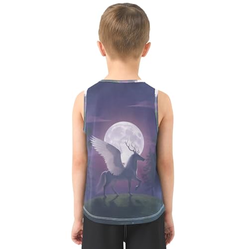 JUNZAN Fantasy Landscape Boy Athletic Tank Tops Sleeveless Kids Vest Boys Basketball Shirt for Surfing Vacation Swim 3T3