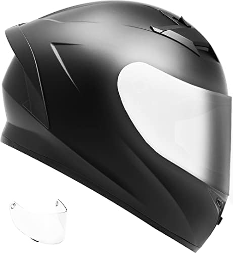 GDM Venom Motorcycle Helmet Full Face (Matte Black - Chrome & Clear Shields, Medium)