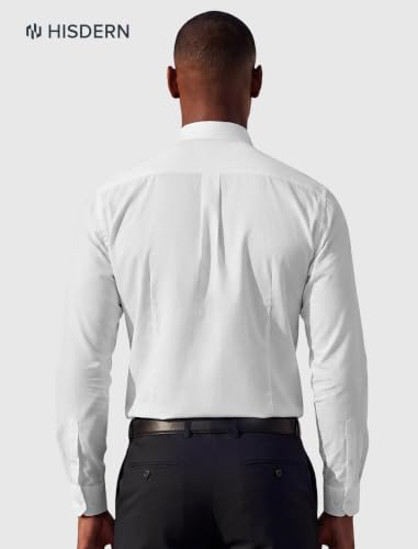 Image of HISDERN Mens Dress Shirt with Tie Pocket Square Set Classic Button Down Shirt Matching Tie Long Sleeve Shirts