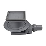 MD Technic – Confluo Bodenablauf 15x15 cm – wählbare Abdeckungen u. Ablaufgarnitur (Horizontal/Waagerecht DN 50 niedrige Einbauhöhe 56mm, Plate)